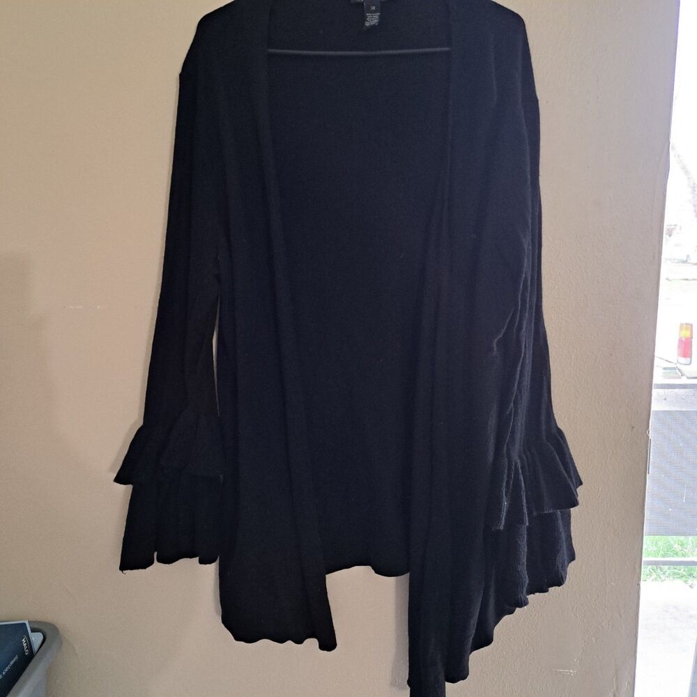 INC International Concepts 3X Black Long Open Cardigan